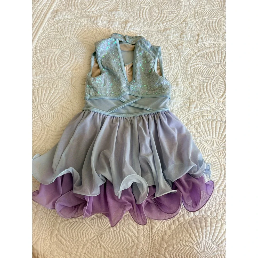 Weissman Little Girls Dance Recital Tutu Dress Blue Purple Ruffle Sequin Size SC